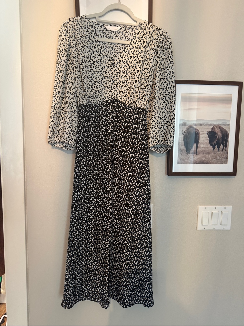 LC Lauren Conrad Black and White Floral Midi Dress